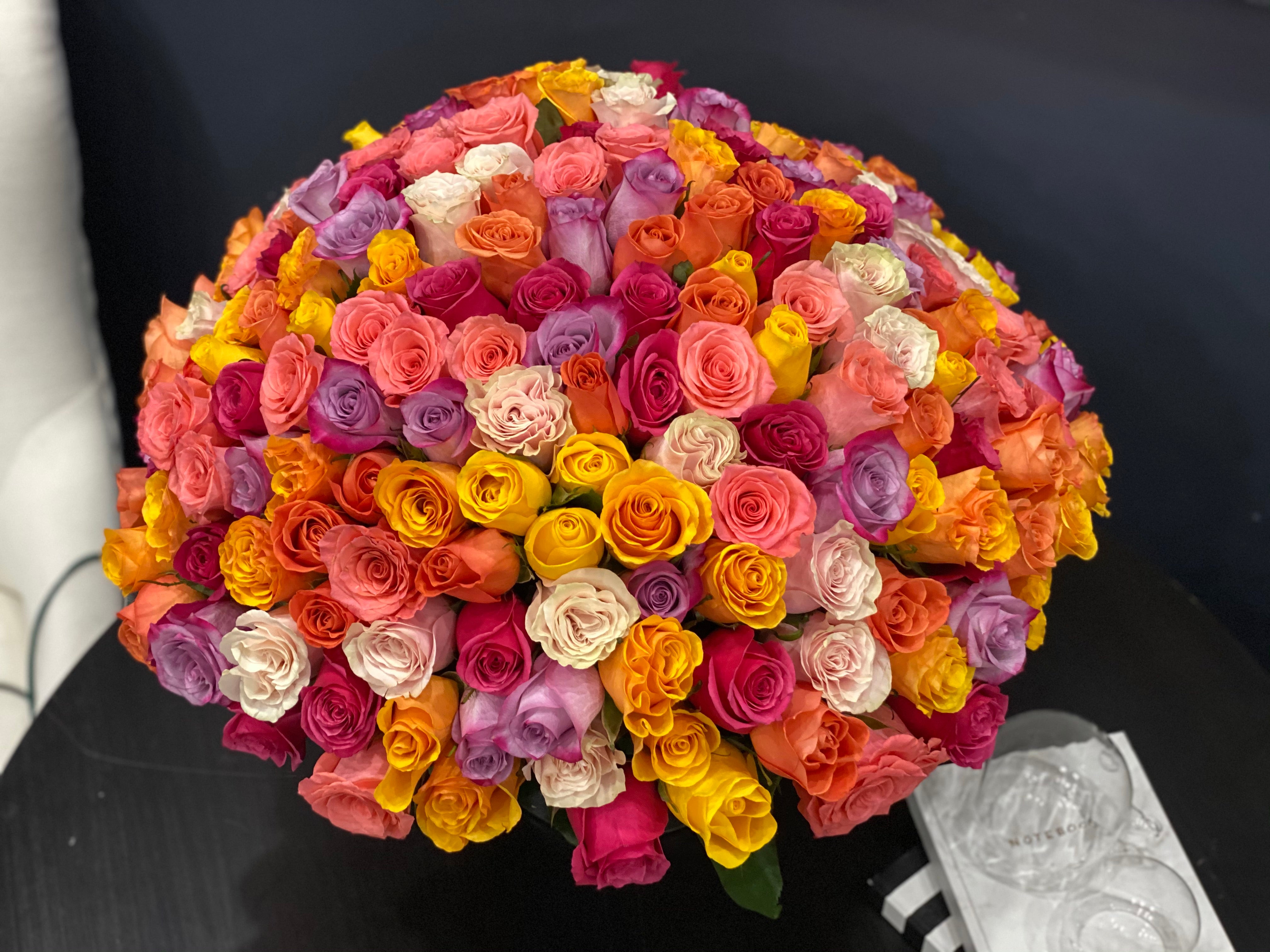 large multicolor rose arrangement Miami