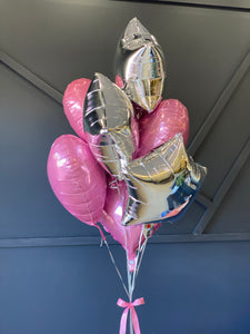 light pink and silver balloon bouquet for delivery in Miami