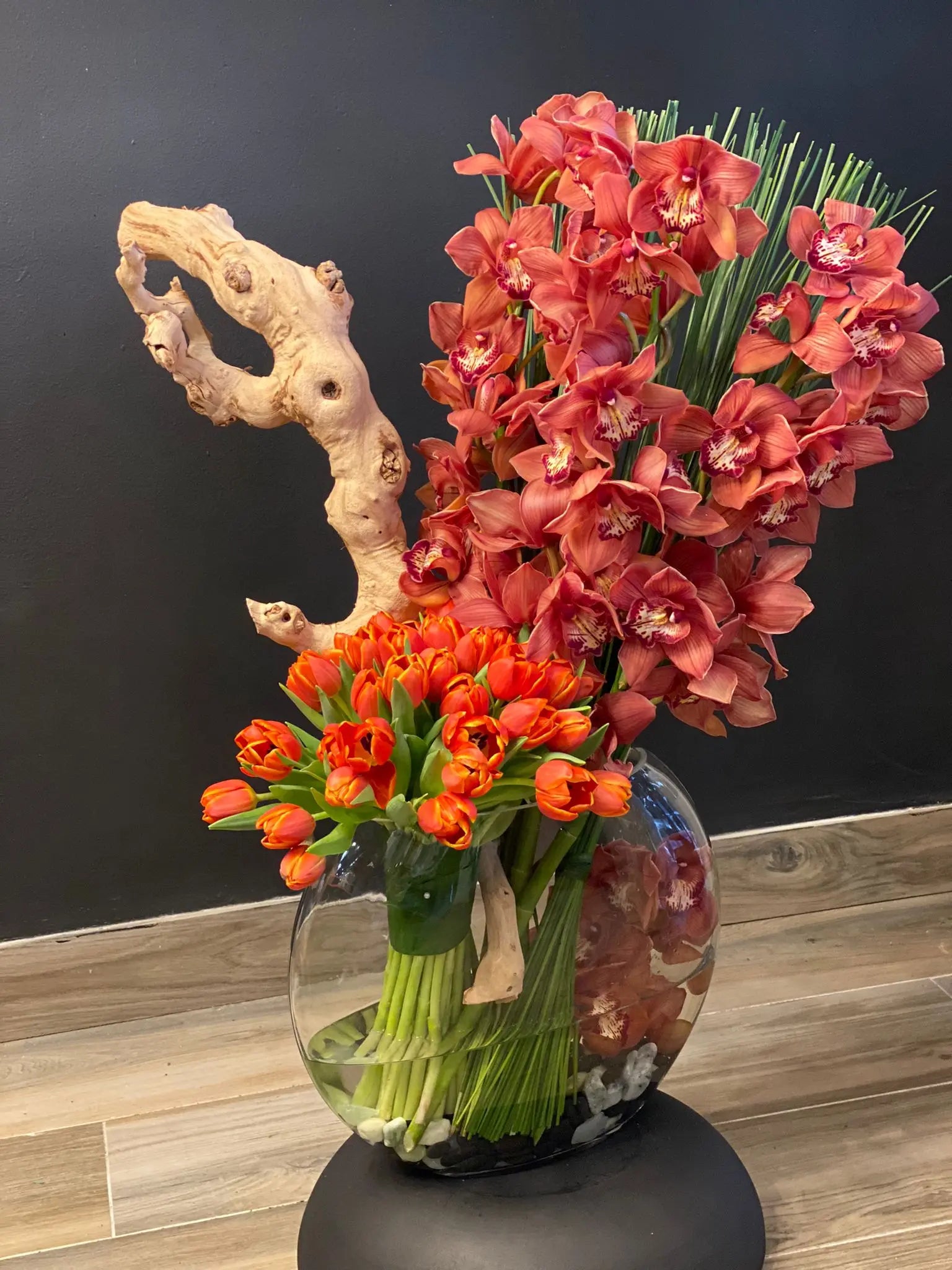 luxury floral arrangement in designer vase