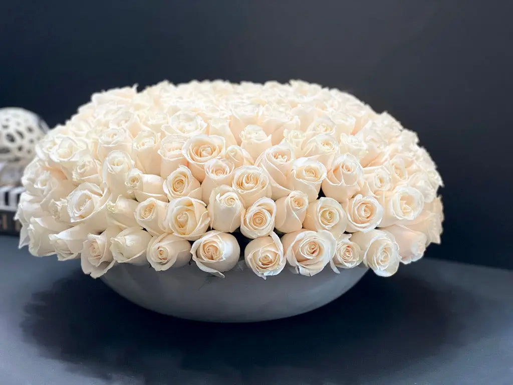  luxury floral design in cement bowl