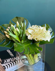 white tulips and calla lilies arrangement Miami